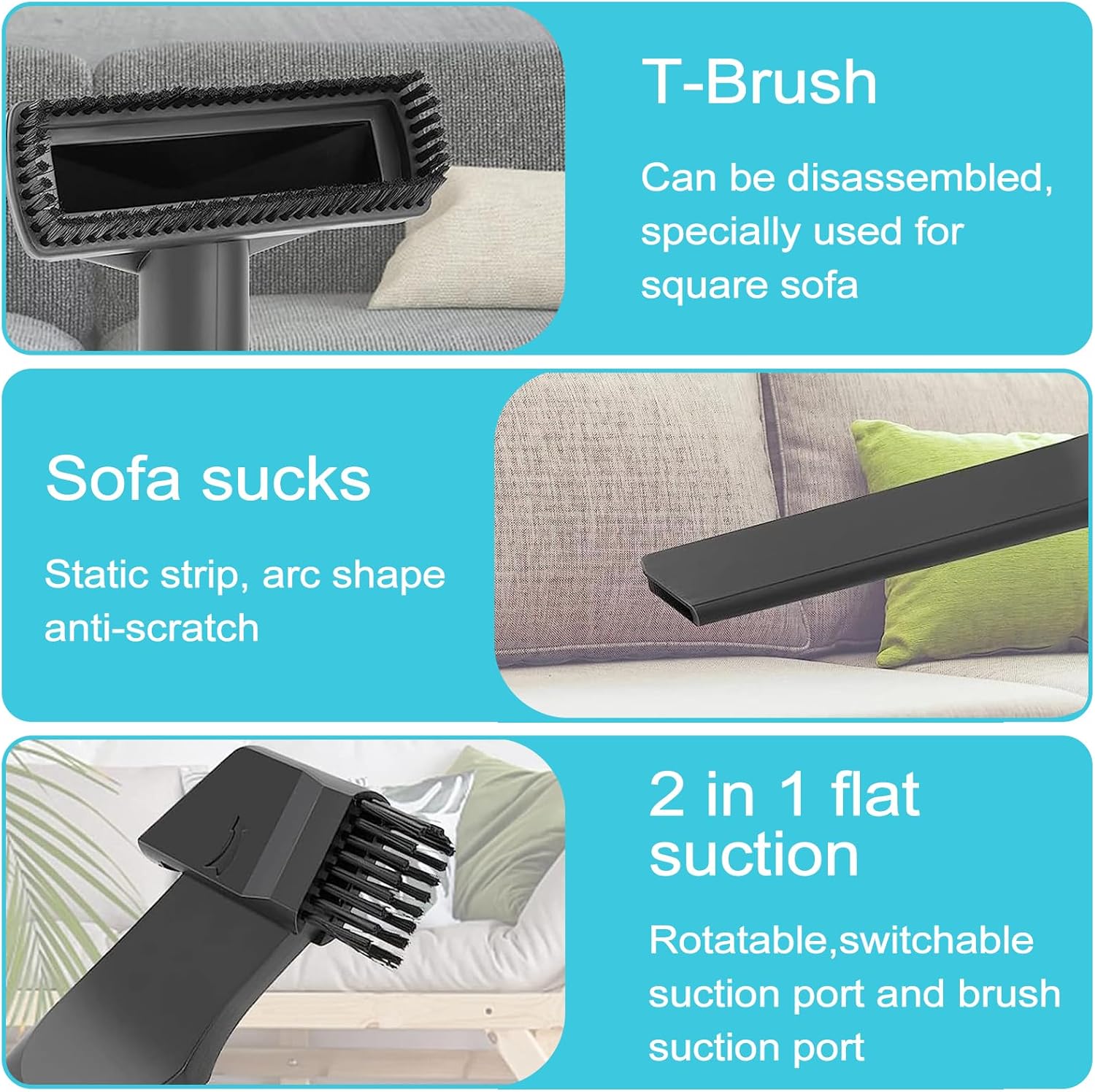 6 Pièces Accessoires pour Aspirateur, Embout Aspirateur Universel, Brosse Aspirateur Universel, avec Adaptateur 32 mm à 35 mm - 3