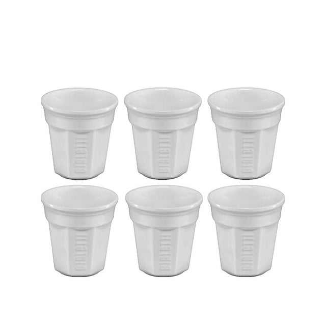 Juego de 6 tazas de espresso BIALETTI BICCHIERINI Porcelana 6x 60 ml Blanco