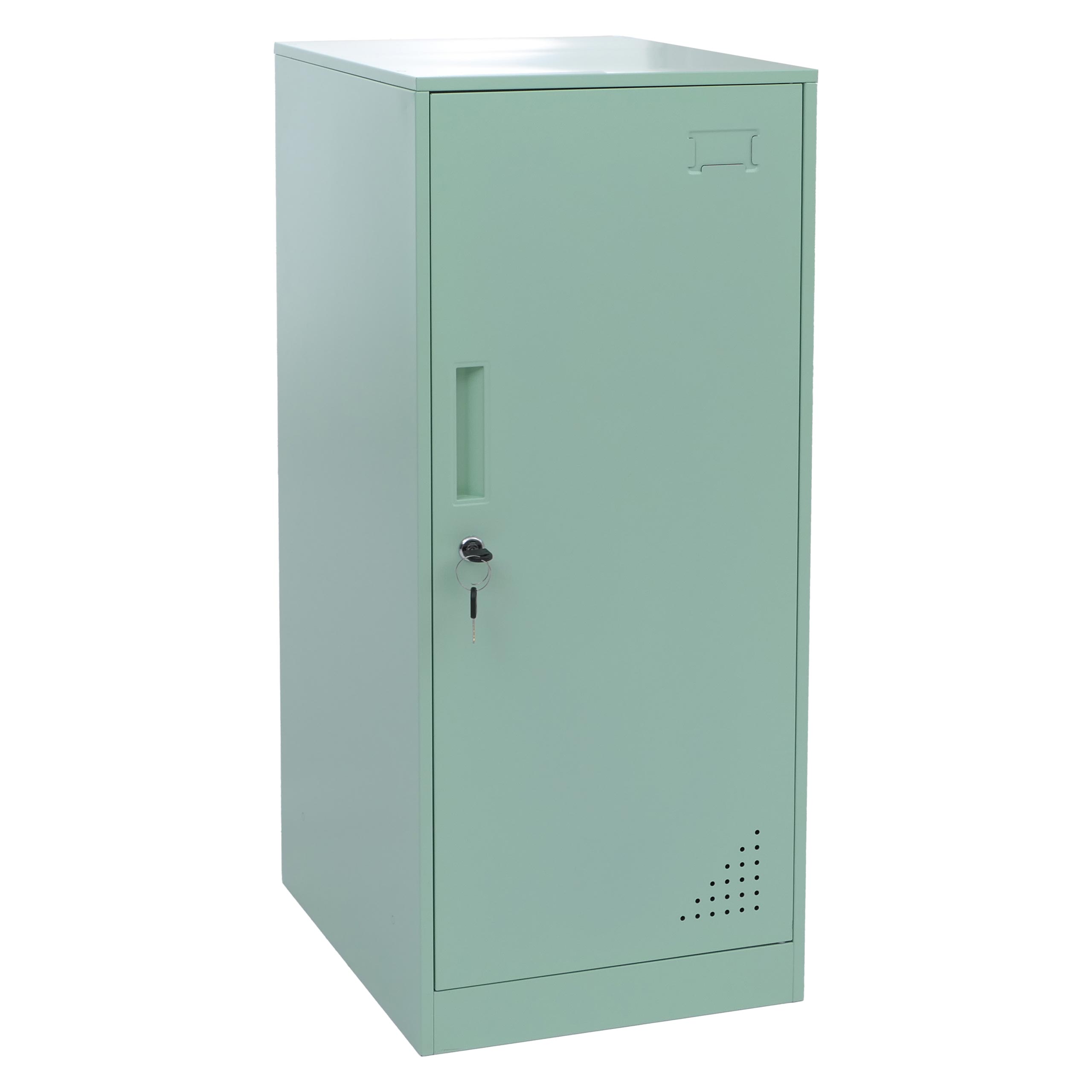 Szafka HWC-P63, szafka z zamkiem, szafka na przedmioty wartościowe, szafka z drzwiami, drążek na ubrania, 90 x 38 x 45 cm, stal ~ miętowo-zielona