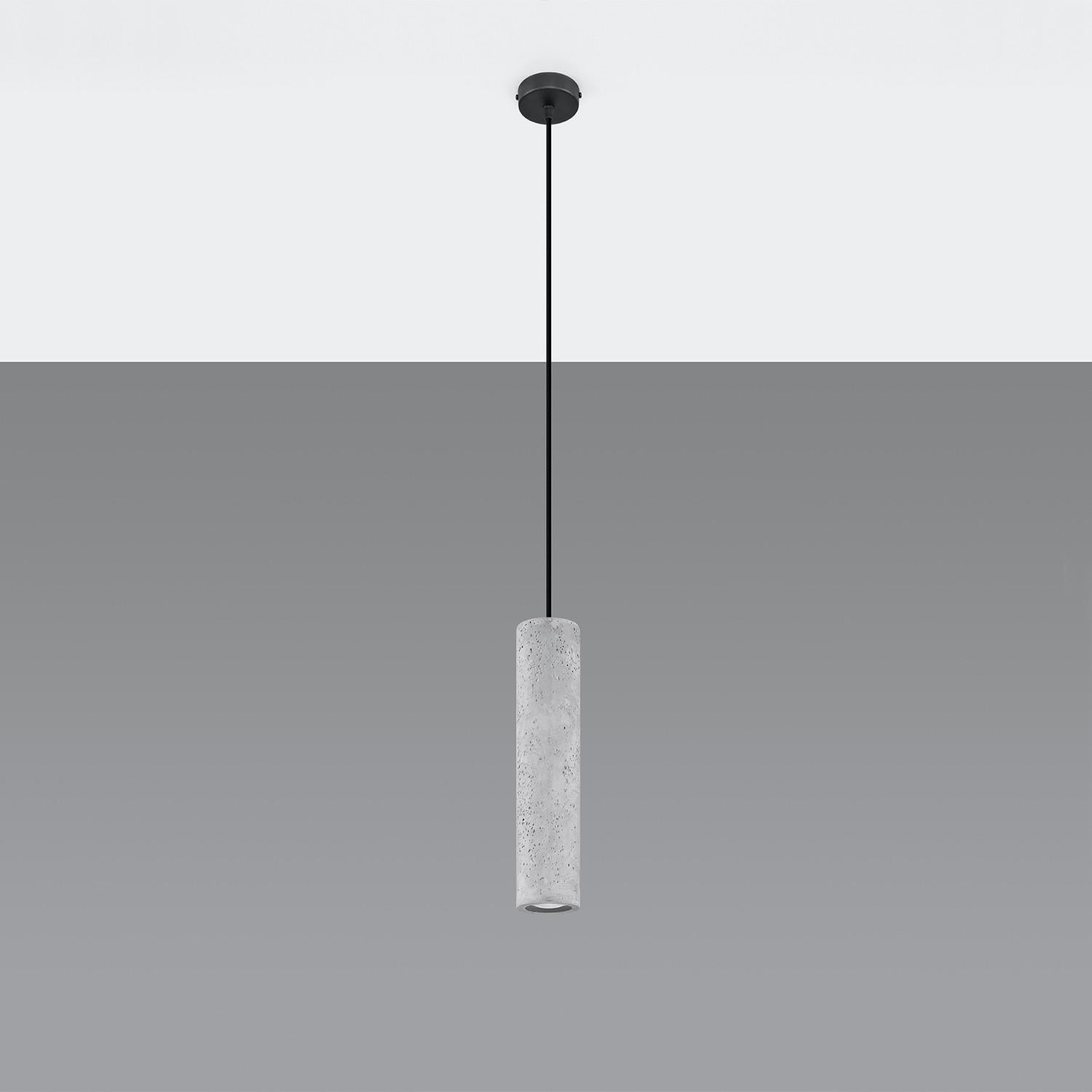 Lampa wisząca Luvo czarno-szara 1xGU10x40W betonowa tuba wym: 100 x 8 x 8 cm beton architektoniczny Sollux Lighting