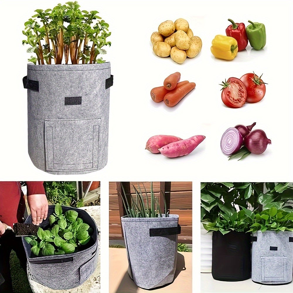 Confezione da 8 - 15L D25cm*H30cm borsa per la coltivazione di frutta e verdura, borsa in feltro resistente per la coltivazione di piante, grigia - 6