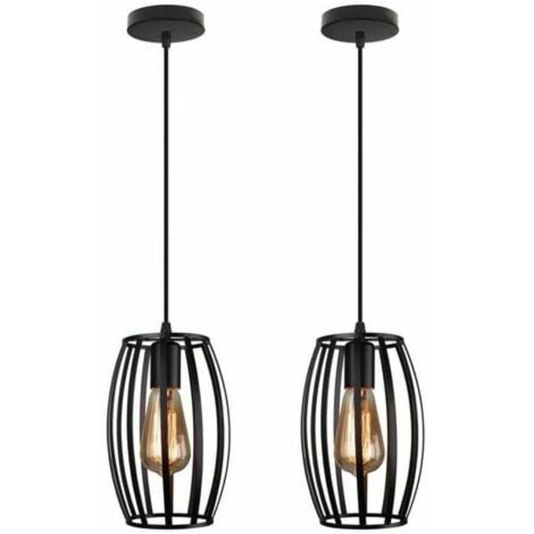 Zestaw 2 vintage'owych lamp sufitowych w kształcie klatki w stylu geometrycznym do sypialni, salonu, jadalni