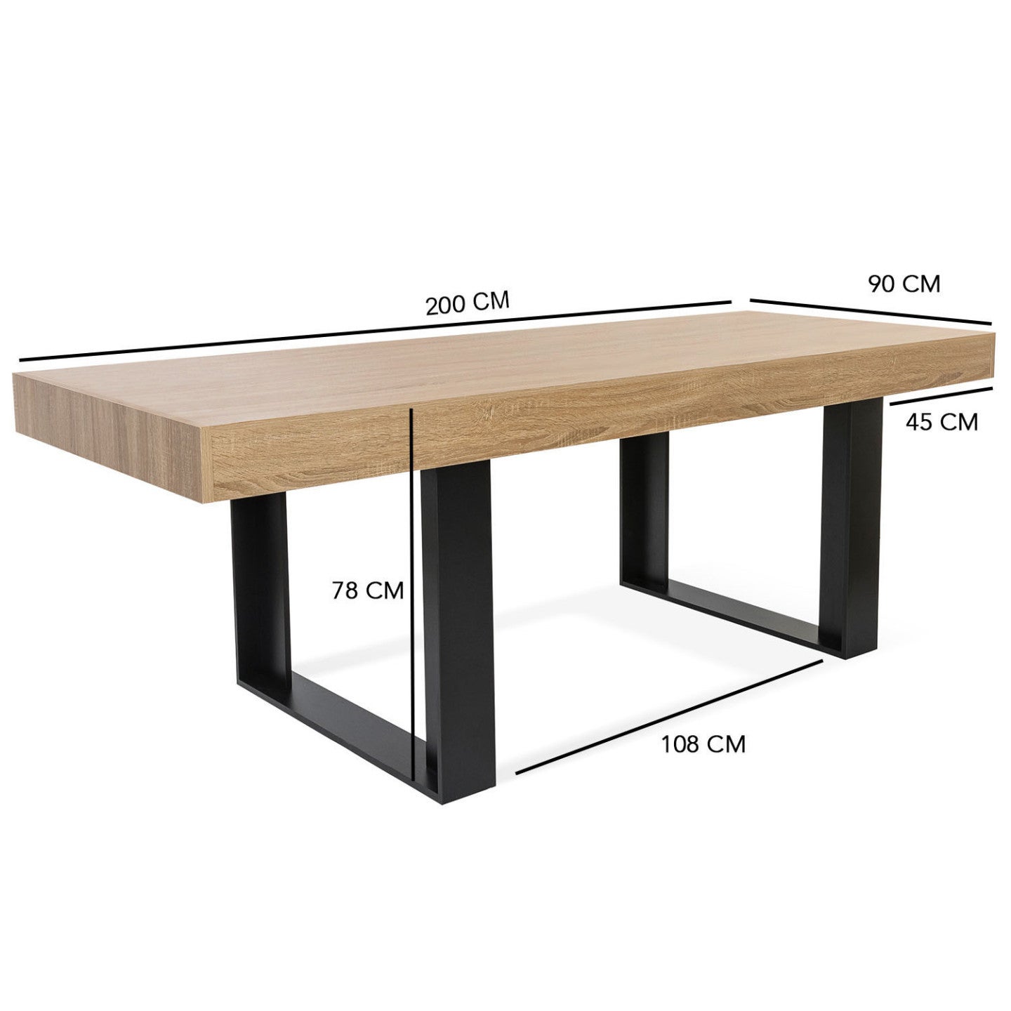 Table à manger rectangle PHOENIX 8 personnes bois et noir 200 cm - 4