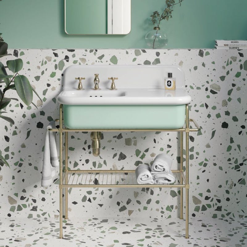 Lavabo rétro asymétrique en céramique 80 cm - True Colors Lite - Yuta - 3