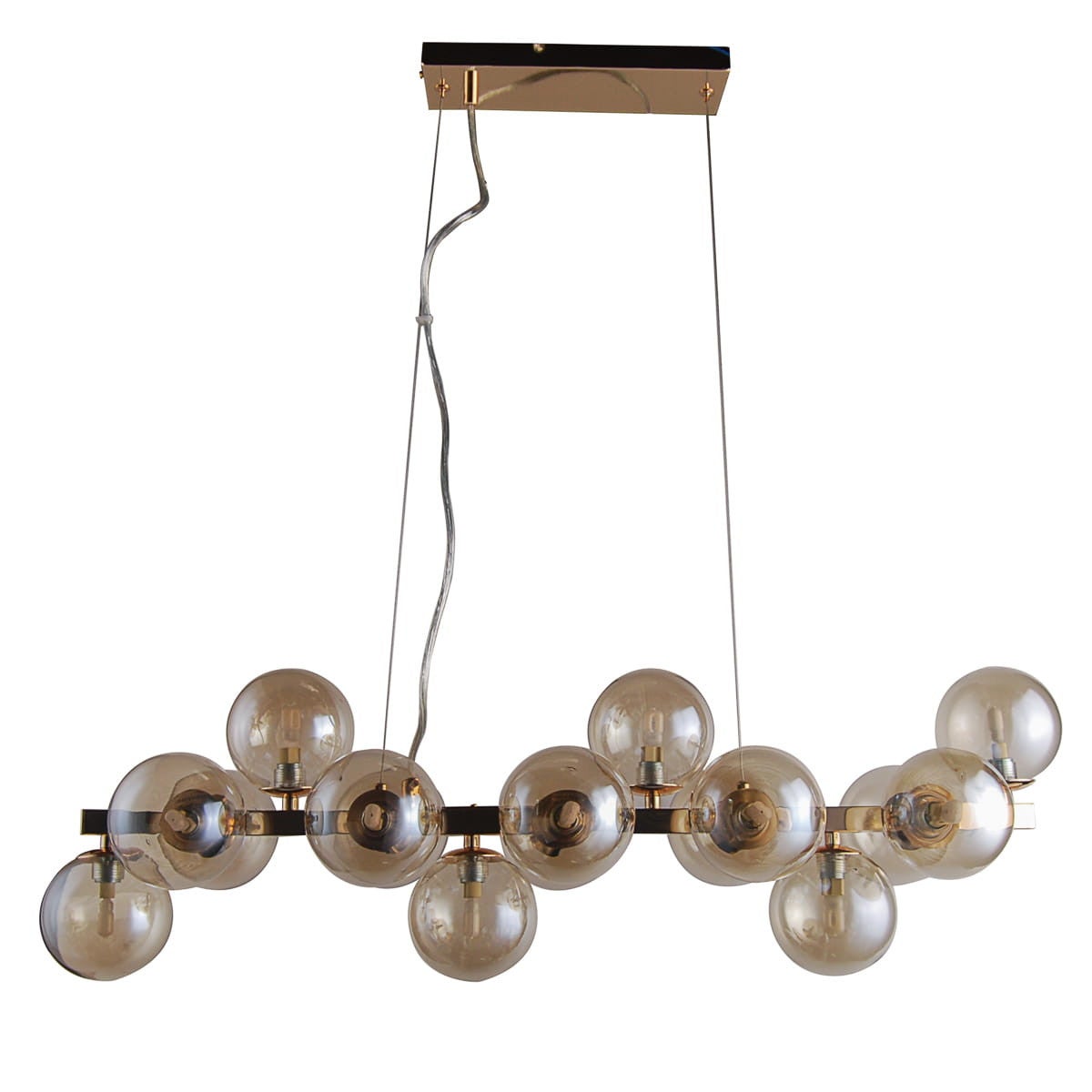 Lampa wisząca Marbelio złoto-koniak 16xG9x28W nowoczesna wym: 120 x 76 x 24 cm szkło Italux
