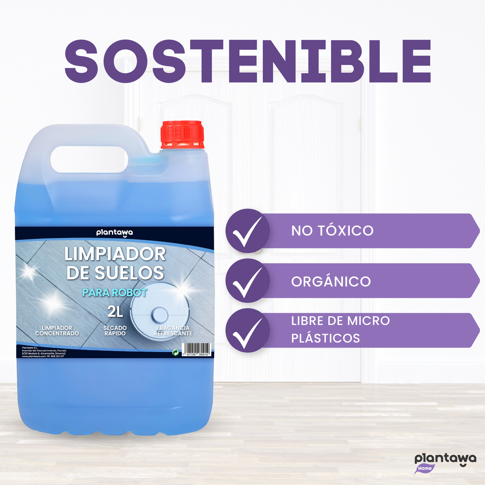 PLANTAWA Nettoyant pour Sols pour Robots Laveurs 2L | Nettoyant pour Sols de Haute Qualité pour Robot, Sans Rinçage | Séchage Rapide - 4