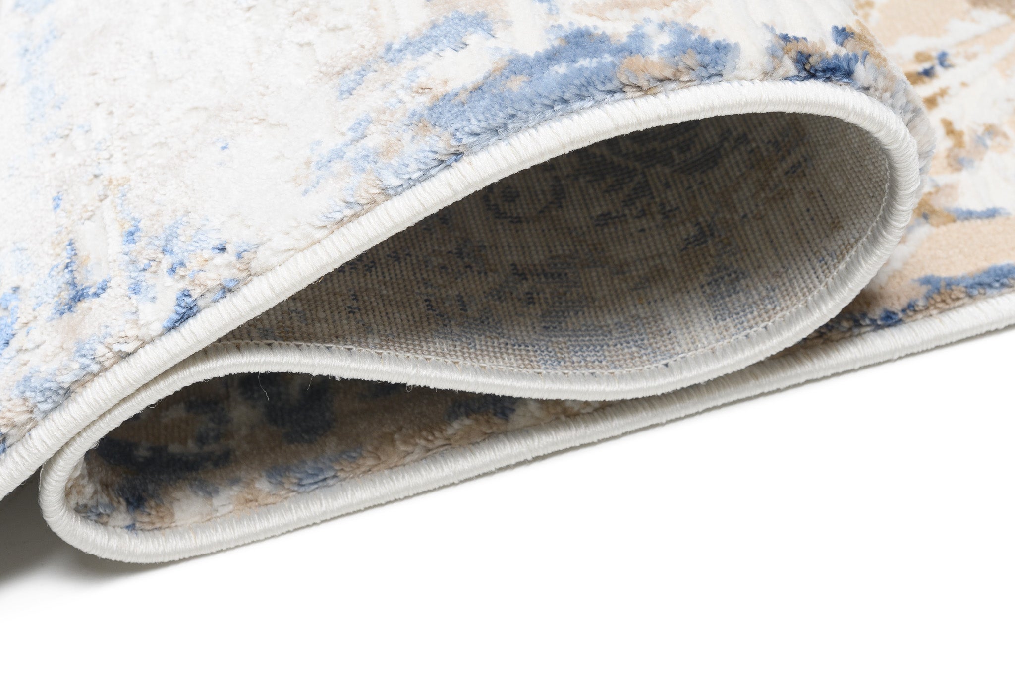 TAPISO Hera Tapis Salon Chambre Brillant Crème Beige Bleu Foncé Vintage Floral Ornamental Moucheté Effet 3D OEKO-TEX 80 x 150 cm - 3