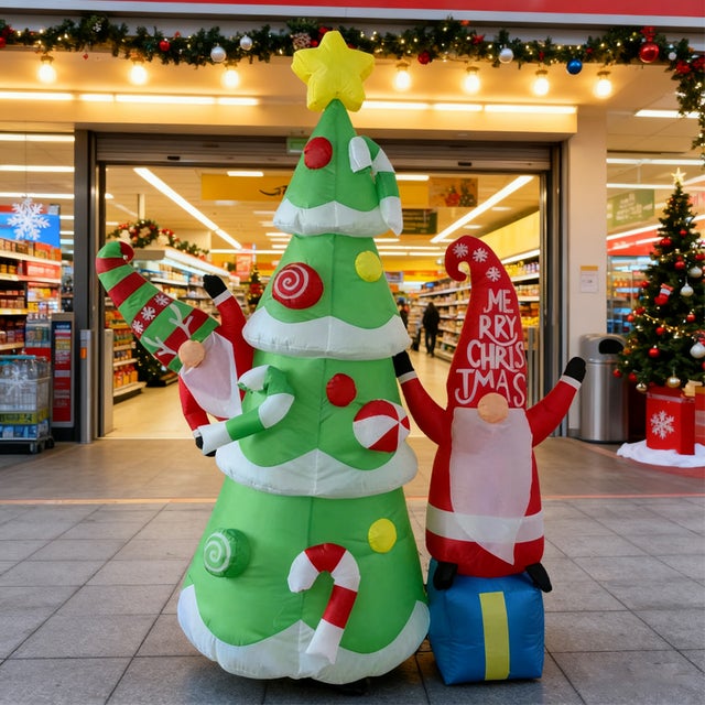 Albero Di Natale Gonfiabile Da 5 Metri - Decorazione Per Esterno Con Luci, Facile Montaggio