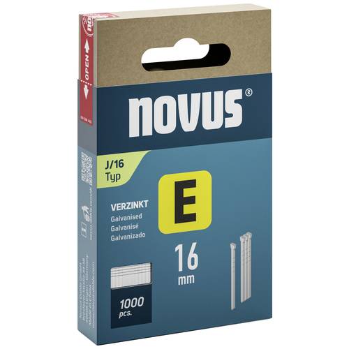Gwoździe typu J, długość 16 mm, grubość drutu 1,2 mm, z główką, 1000 szt., NOVUS