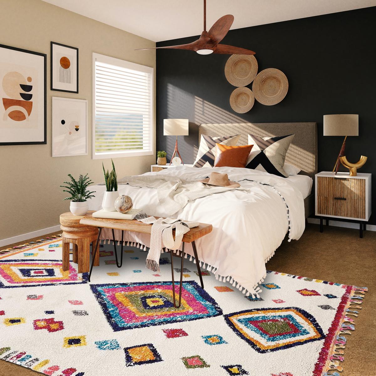 Tapis berbère 120x170 tissé motif ethnic LYN5 OURIKA F ivoire - 6