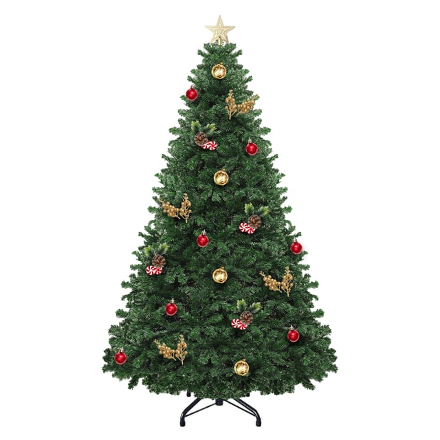 Sapin de Noël Artificiel 230cm Green Balconera, 1346 Branches, avec Support en Métal Pliable, Décoration de Fête, Montage Rapide