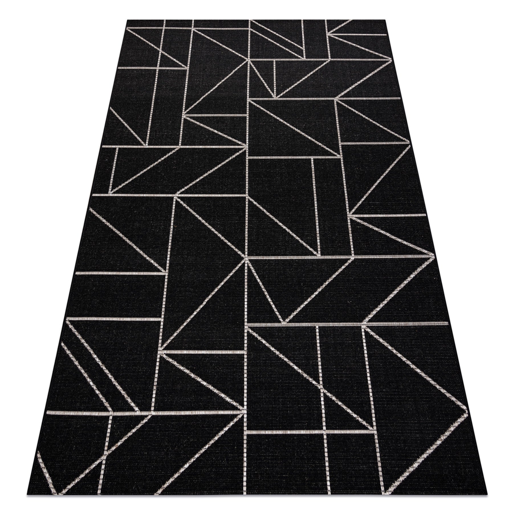 DYWAN SZNURKOWY SIZAL FLOORLUX 20605 black / silver TRÓJKĄTY, GEOMETRYCZNY 120x170 cm