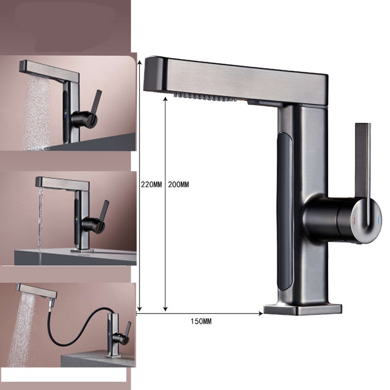 Nowoczesna wielofunkcyjna bateria w kolorze metalicznej szarości: Stylowa bateria mieszaczowa do zlewu kuchennego, trwałe wykończenie, odporność na k