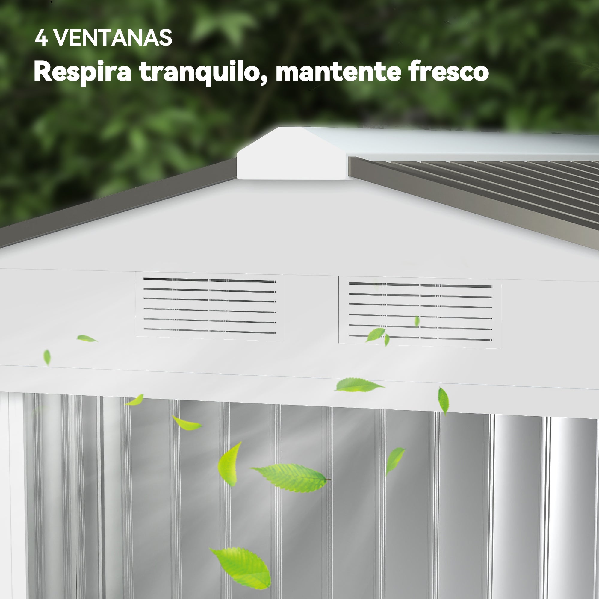 Caseta de Jardín Outsunny Acero Galvanizado Plata 213x130x185 cm - 4