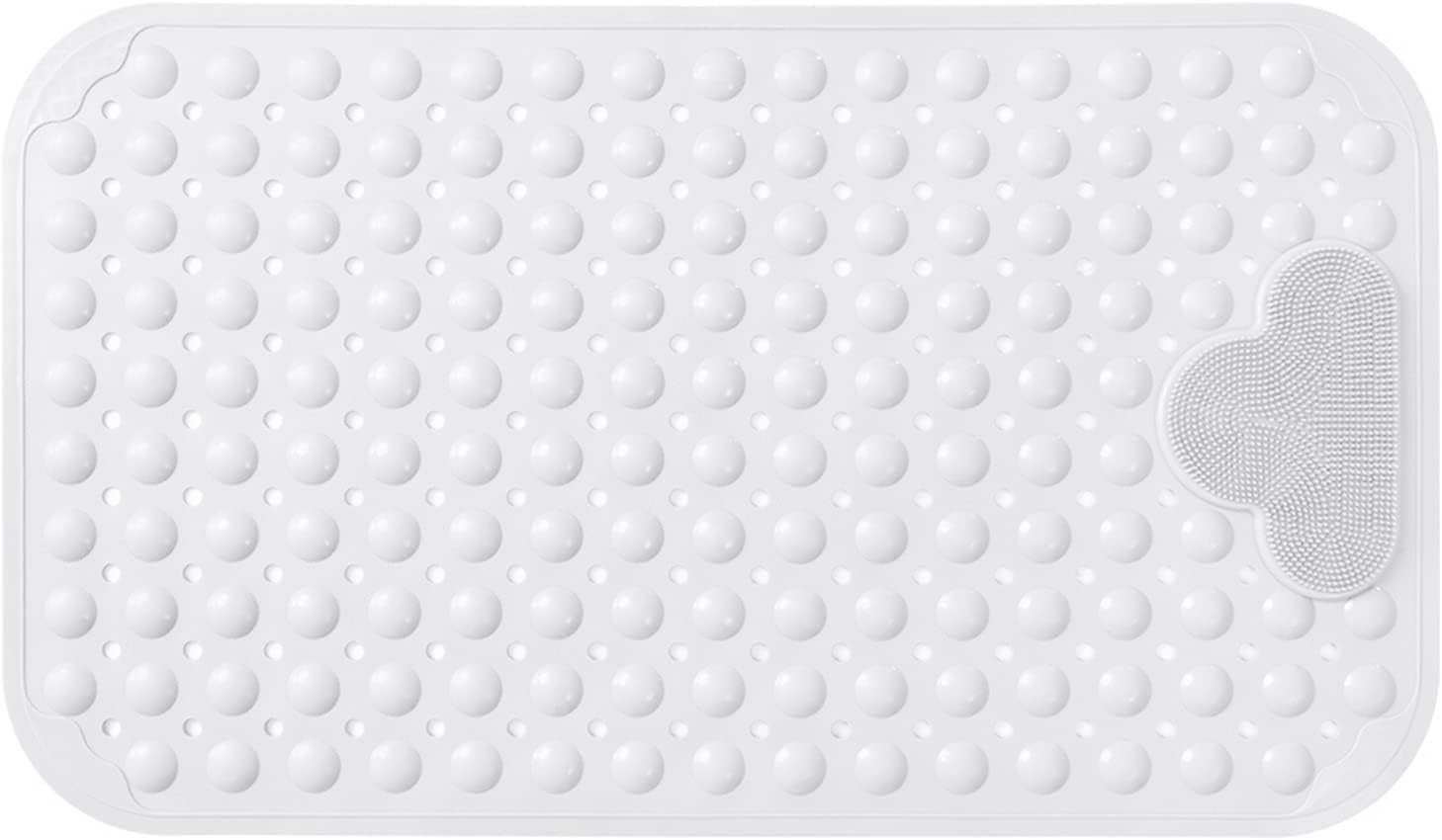 Mata prysznicowa antypoślizgowa, mata prysznicowa z poduszką masującą, 80 x 50 cm, mata antypoślizgowa do wanny z przyssawkami, biała