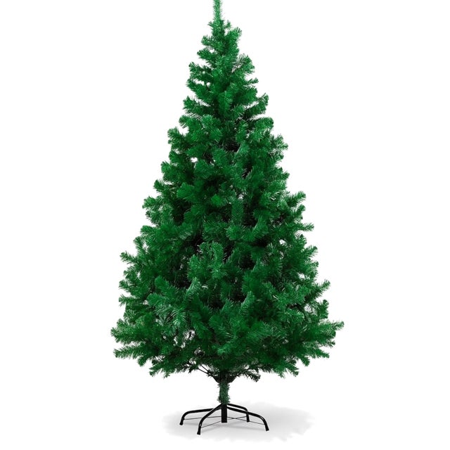 Árvore de Natal artificial verde de 180 cm com base de metal, ideal para decoração de Natal