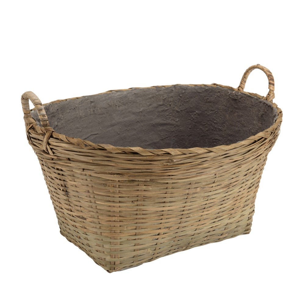 HECTOR - Pot de fleur ovale 60x53cm en bambou naturel avec anses - 3