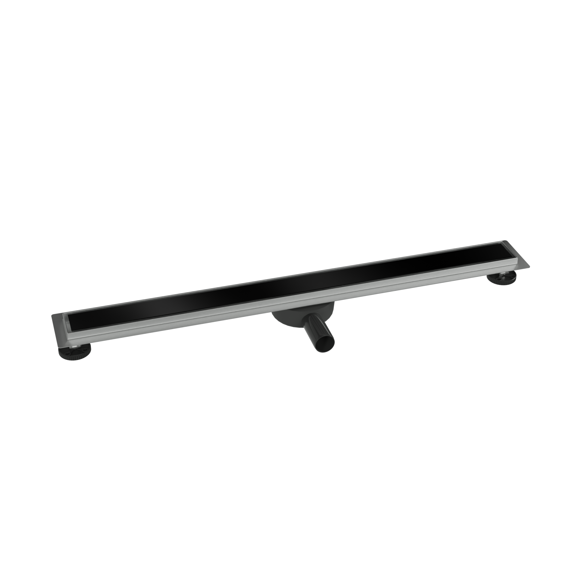 Bernstein - canal de ducha mural acero inoxidable con sifón, desagüe de mampara y sifón de olores - flexgl01-3 - cristal negro - 90cm