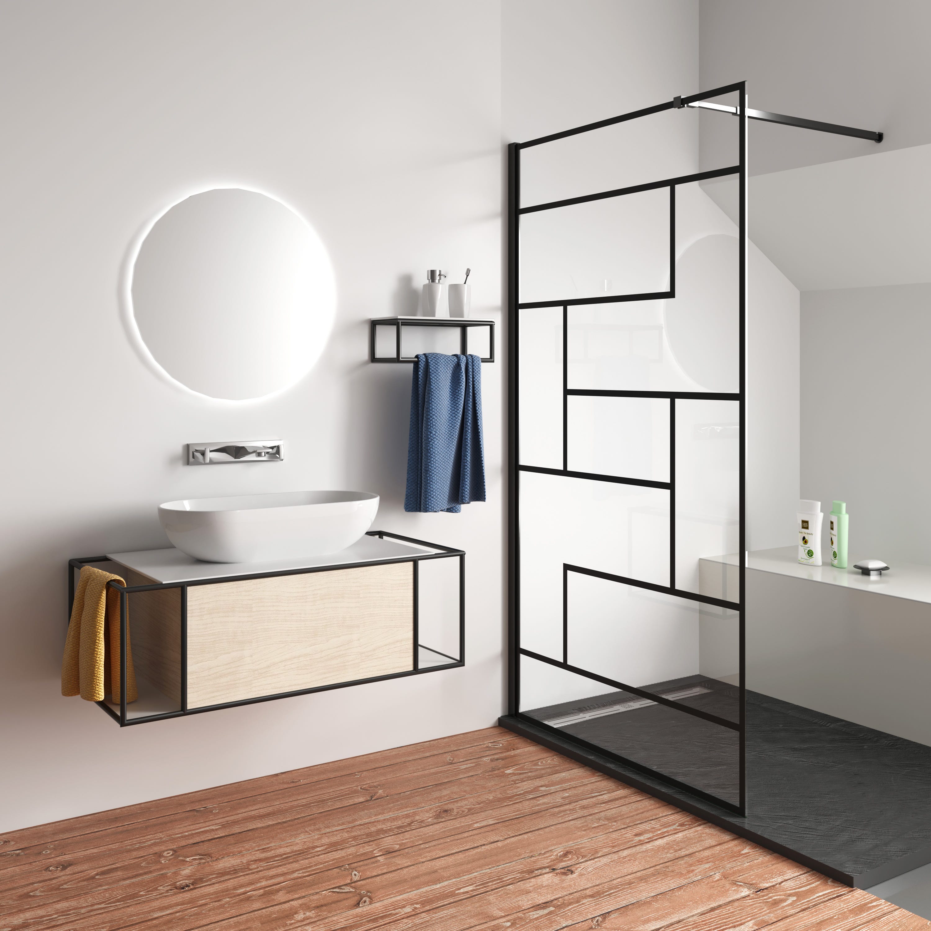 Parete Doccia Walk In 120x200 Cm - Vetro Temperato 8mm Anticalcare | Profilo Nero Opaco | Barra Stabilizzatrice Regolabile - Foto 2