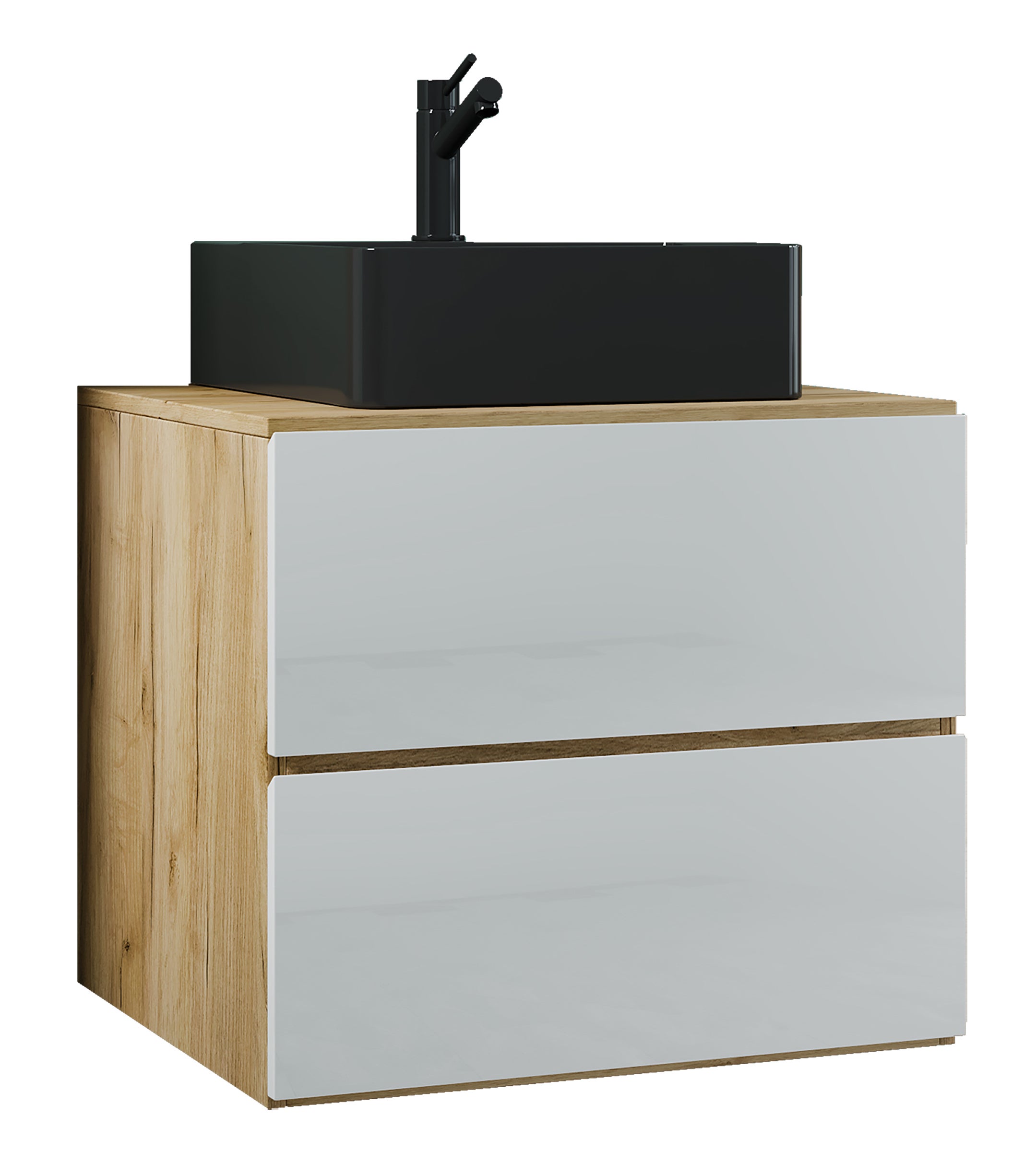 VCM umywalka do mebli łazienkowych Lendas Dąb miodowy / Biały H. 52 x B. 60 x T. 52 cm