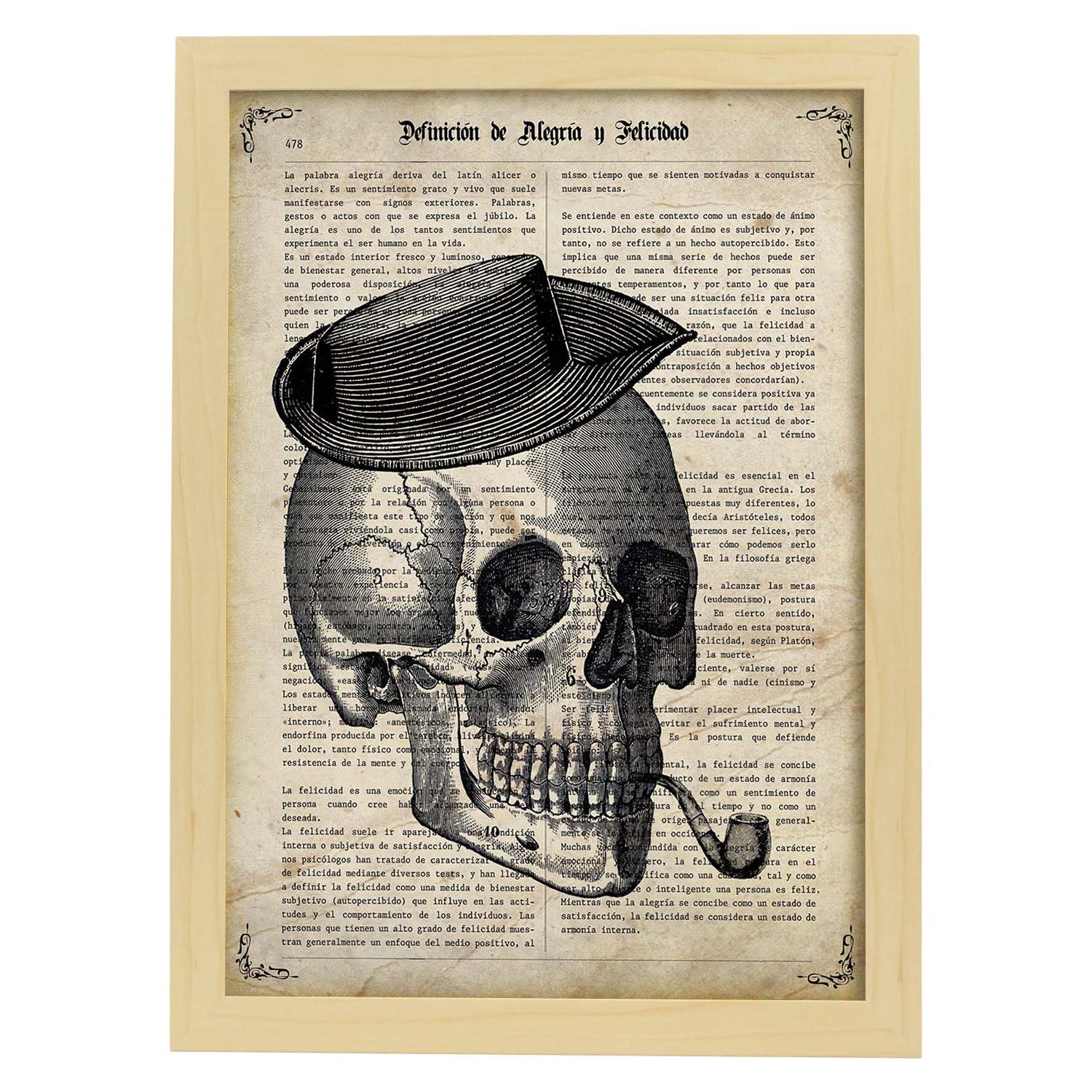 Affiches D'objets Vintage. Live Live Mata Avec Des Images D'objets Et D'instruments Vintage, Avec Des Définitions Espagnoles. Châssis Blanc A3 - 2