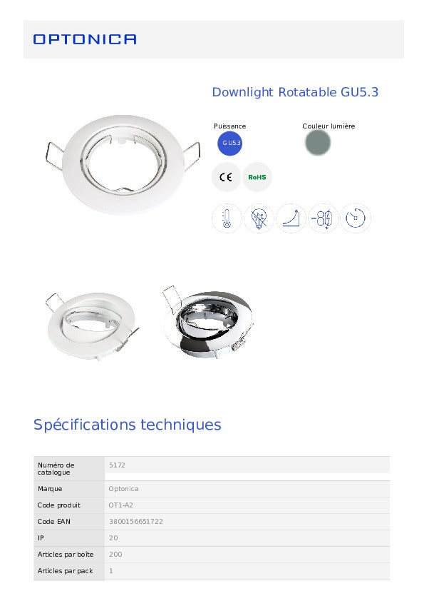 Support Spot Encastrable Rond Orientable Chrome - 6
