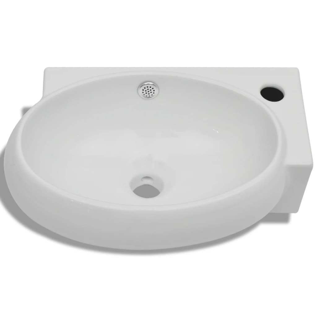 Lavabo bagno in ceramica 41 x 28 cm con foro troppopieno bianco 02_0002492 - 2