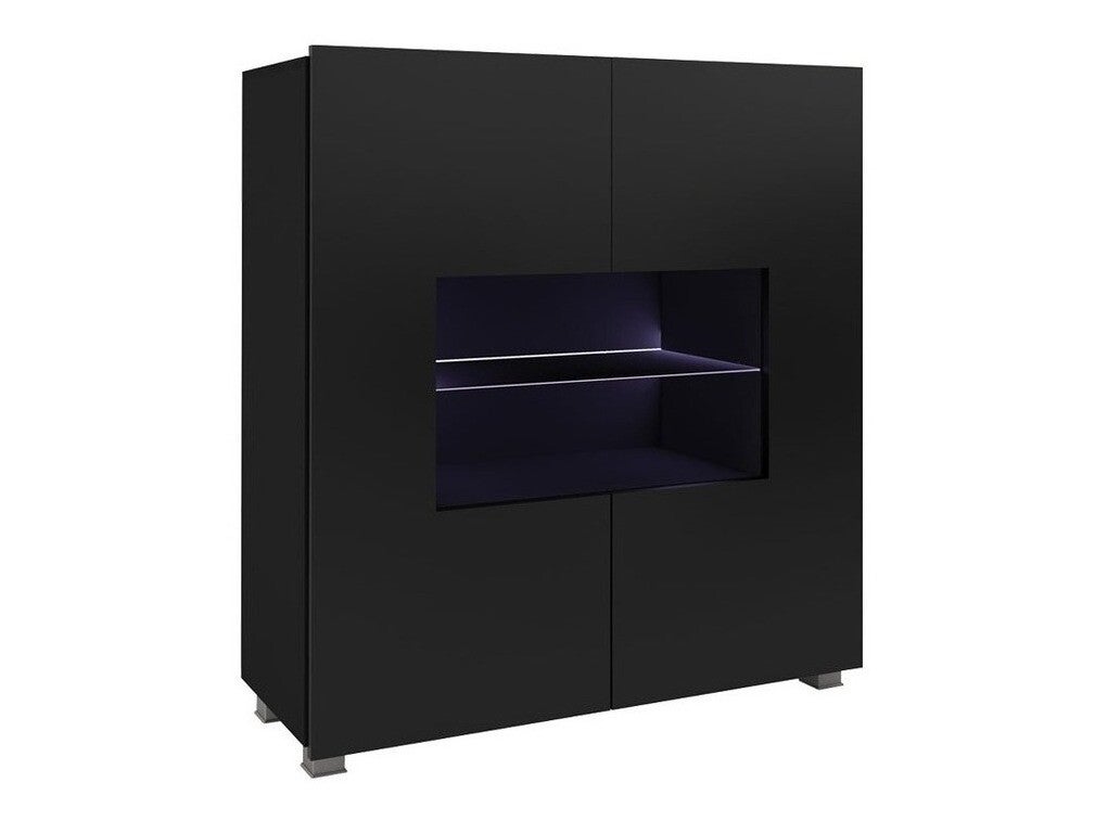 Vitrine Providence B100, Noir brillant, Noir, Avec des portes, Le ...