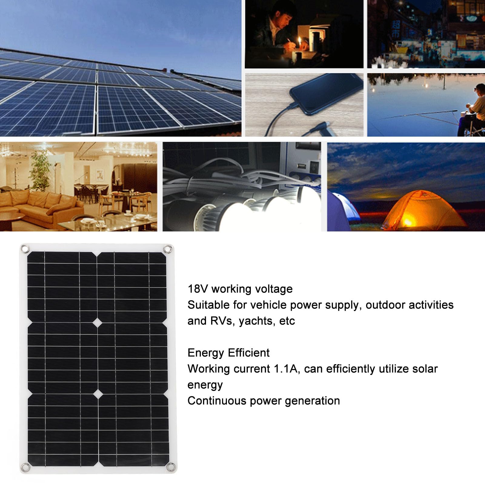 Pannello solare portatile 18V 20W Pannello solare monocristallino semi-flessibile impermeabile per veicoli RV Yacht - 7