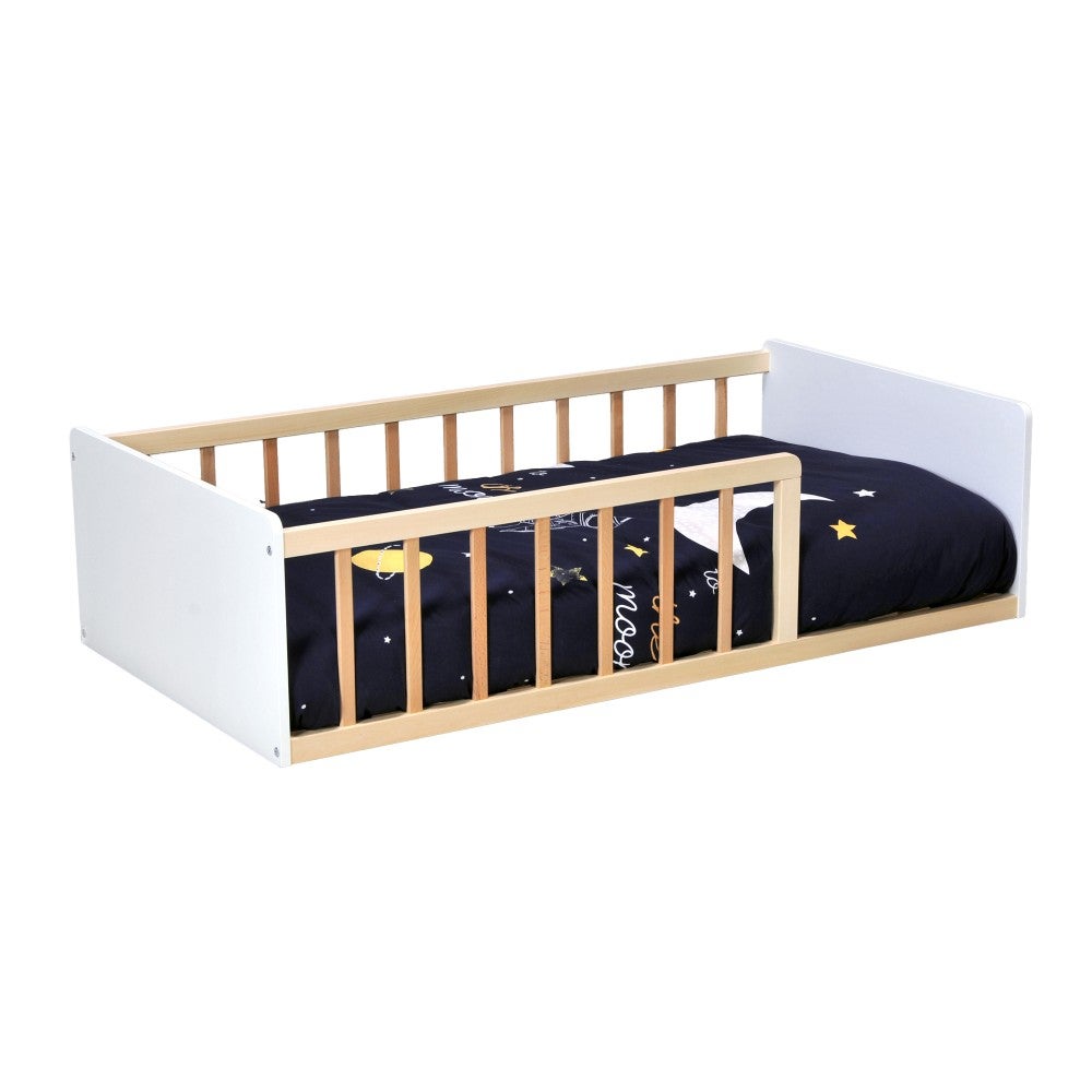 LIT 70x140 PILOU avec sommier / Blanc et Naturel - 9