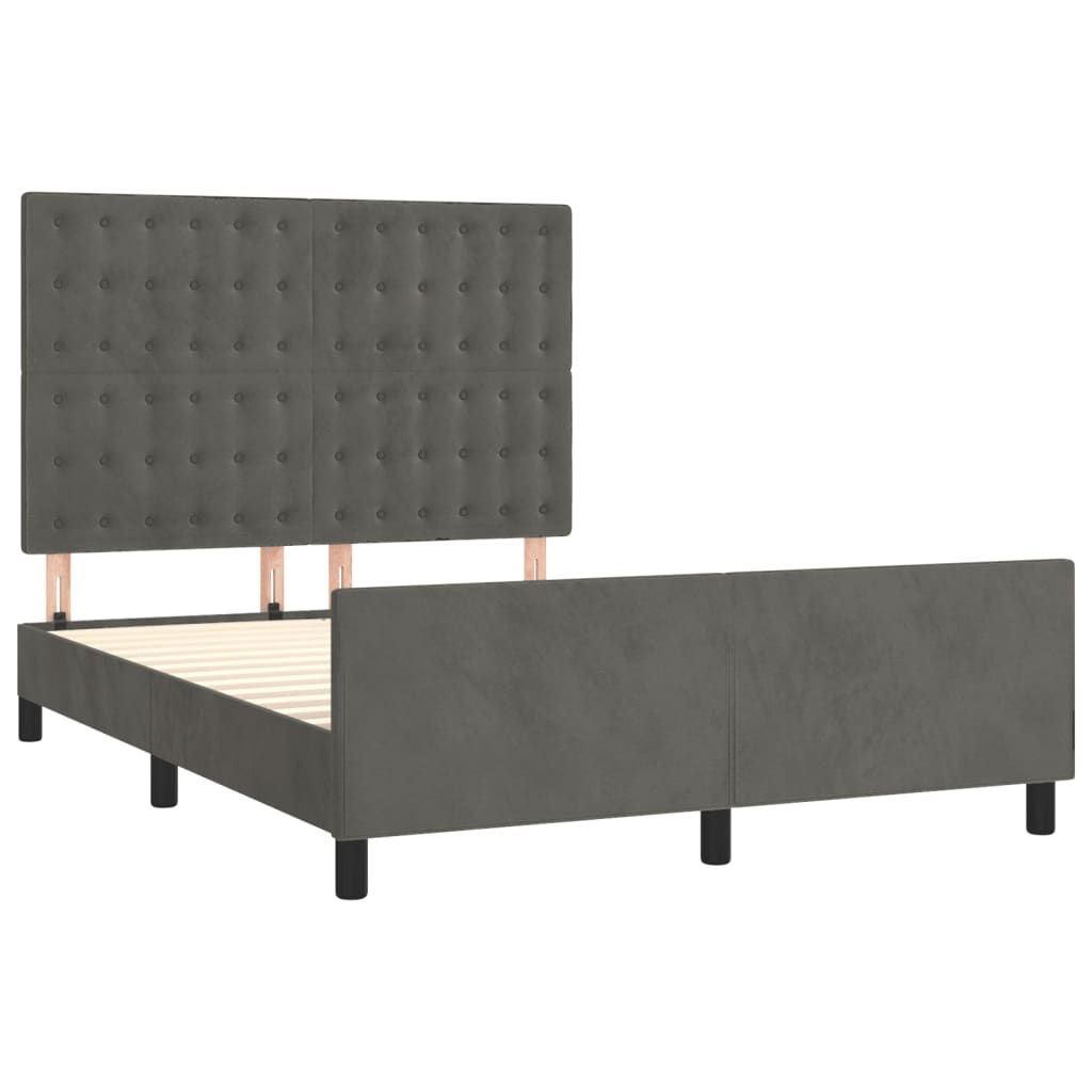 Cadre de lit sans matelas gris foncé 140 x 200 cm velours - 4