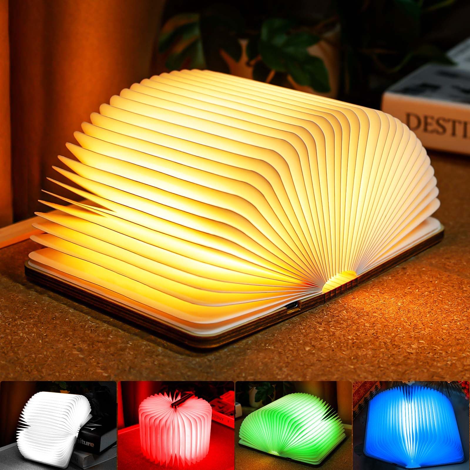 Składana lampka LED w kształcie książki RGB lampka nastrojowa ładowana przez USB C idealna do dekoracji domu na noc ciepła biel cm cm RGB