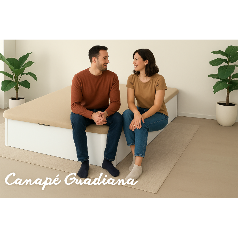 Canapé Abatible Gran Capacidad Guadiana 90x190 Blanco | Tapa Tapizada 3D + 4 Aireadores | Fabricado en España | Con subida a domicilio - 2