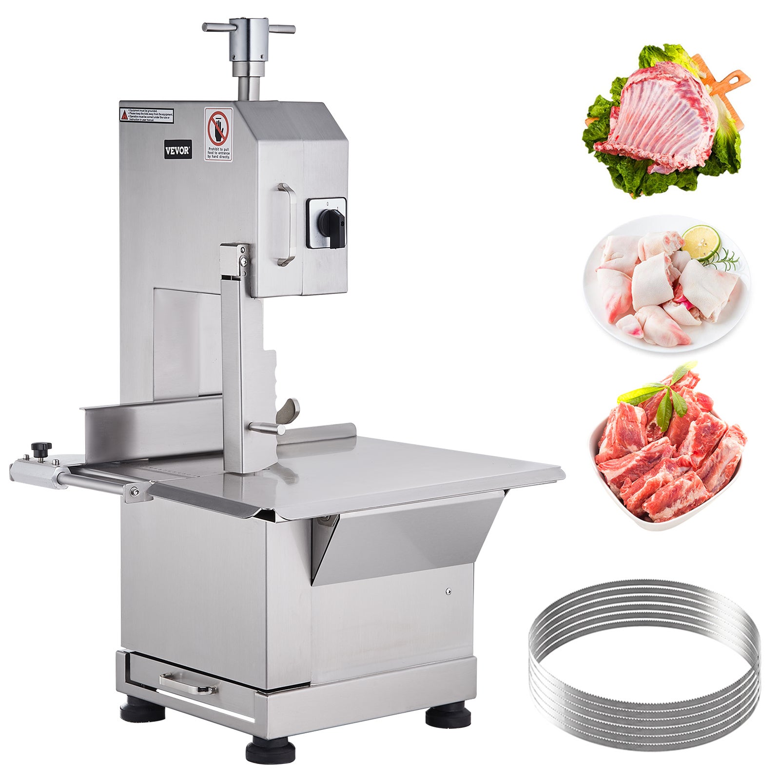 Komercyjna maszyna do cięcia kości 2200 W, 1000 kg/h Maszyna do cięcia kości Maszyna do cięcia kości mrożonego mięsa, 0-180 mm Regulowana gruboś VEVOR