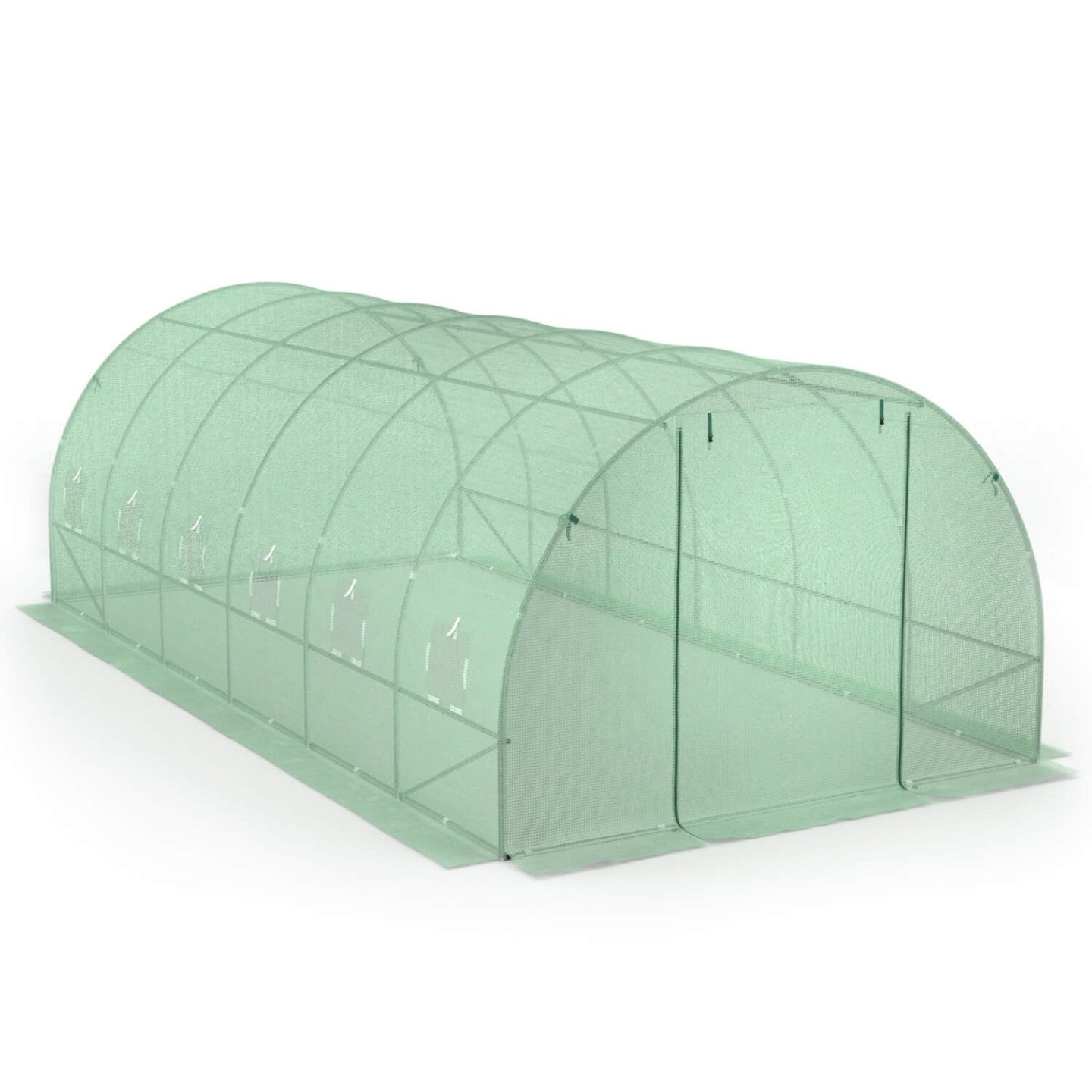 Serre de jardin tunnel 18m² 6 x 3 x 2 m acier galvanisé + bâche anti-UV avec porte et fenêtres CRIMÉE verte - 4