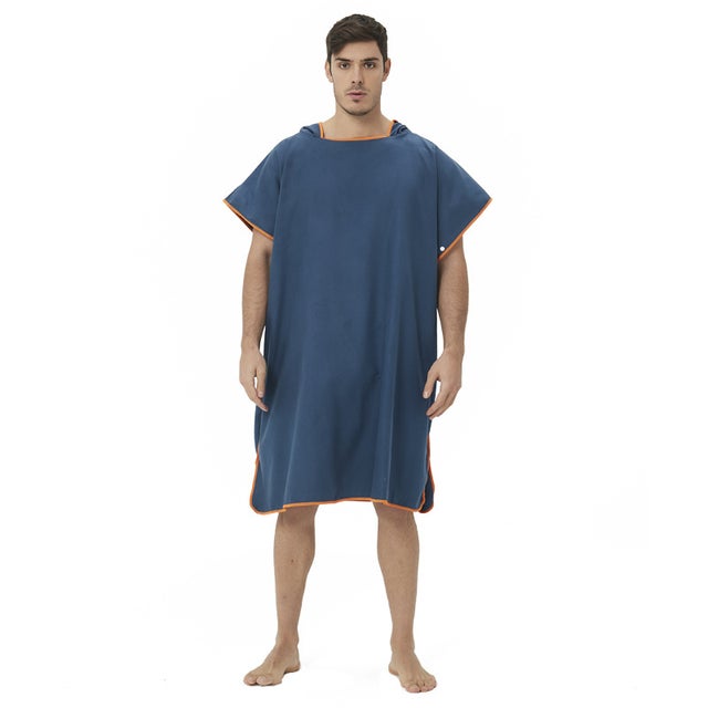 Poncho de surf, pour femmes,hommes, adultes et adolescents, poncho de bain ultra-léger et à séchage rapide,poncho-serviette en microfibre(Bleu marine)
