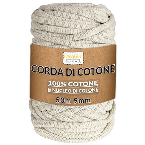 Cordoncino Di Cotone Naturale 8 Mm X 20 M – Corda Morbida Per Macramè E Fai Da Te – Beige