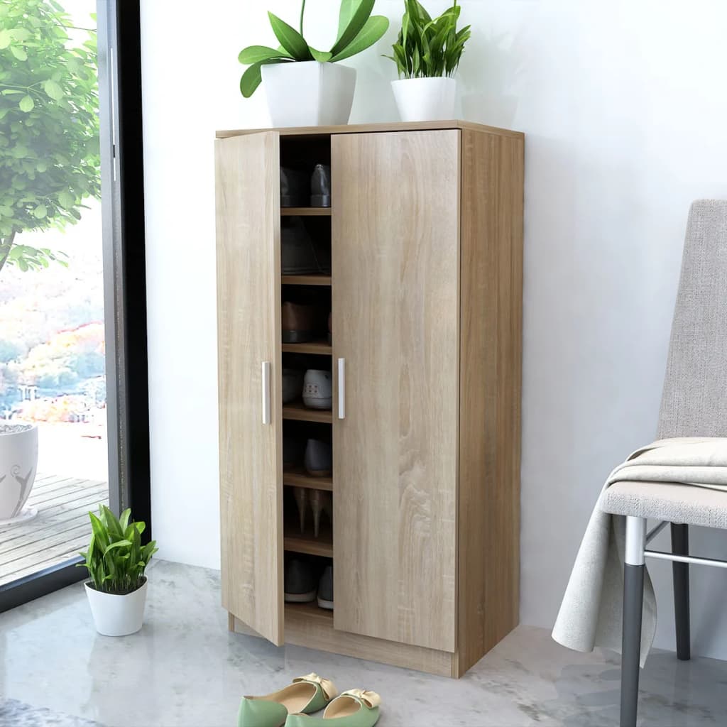 DREAMADE Scarpiera Alta In Legno, 7 Ripiani, Verticale E Stretta, Salva Spazio, Nero