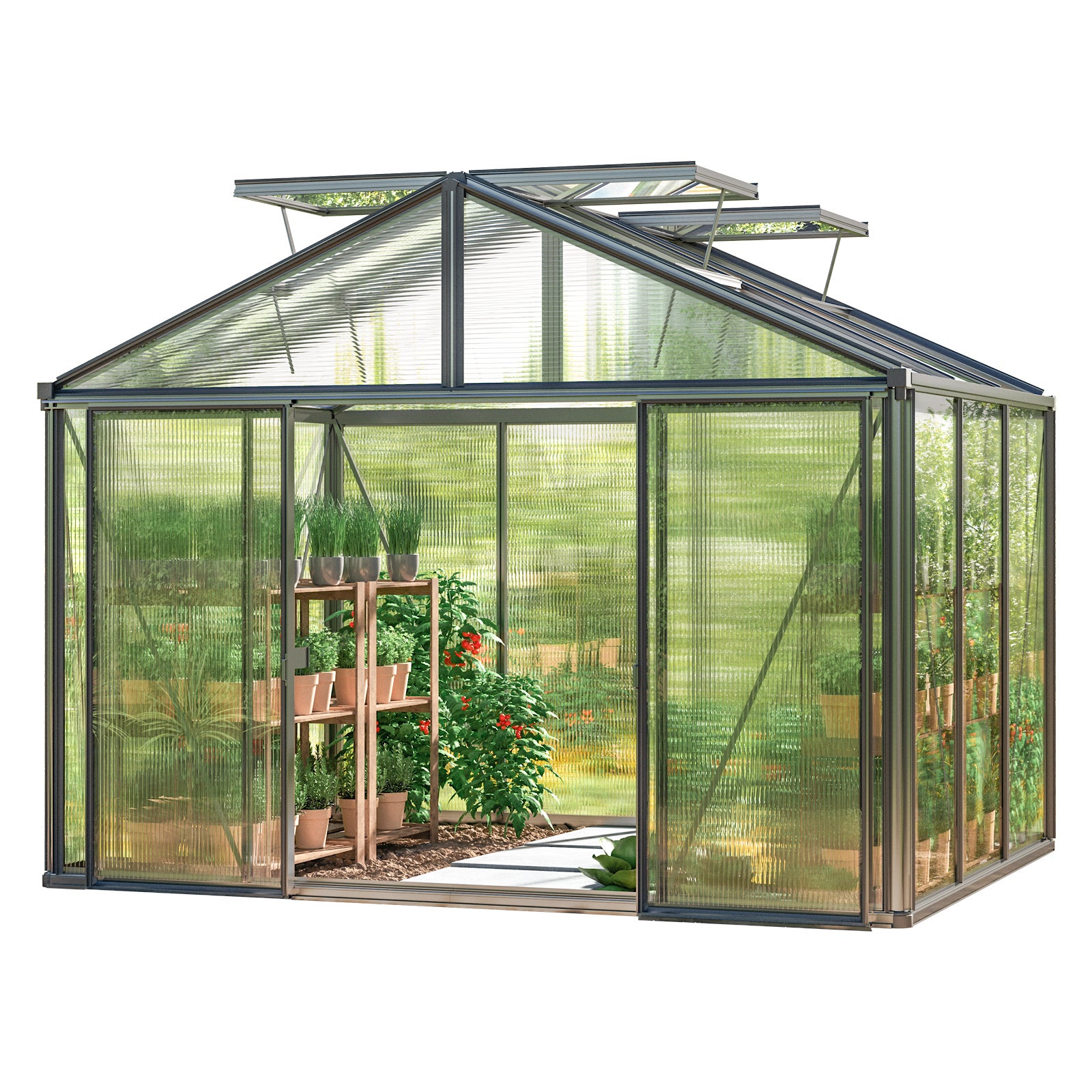 GFP szklarnia Asteria 21 Premium 311x235 cm - grube panele poliwęglanowe ok. 16 mm - kolor: antracytowy