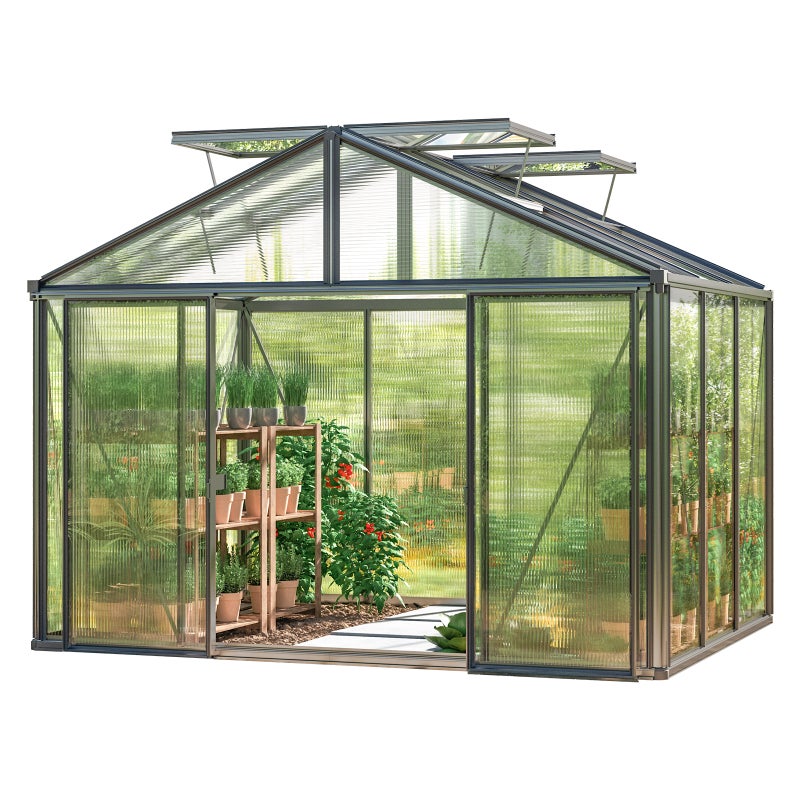 GFP szklarnia Asteria 21 Premium 311x235 cm - grube panele poliwęglanowe ok. 16 mm - kolor: antracytowy