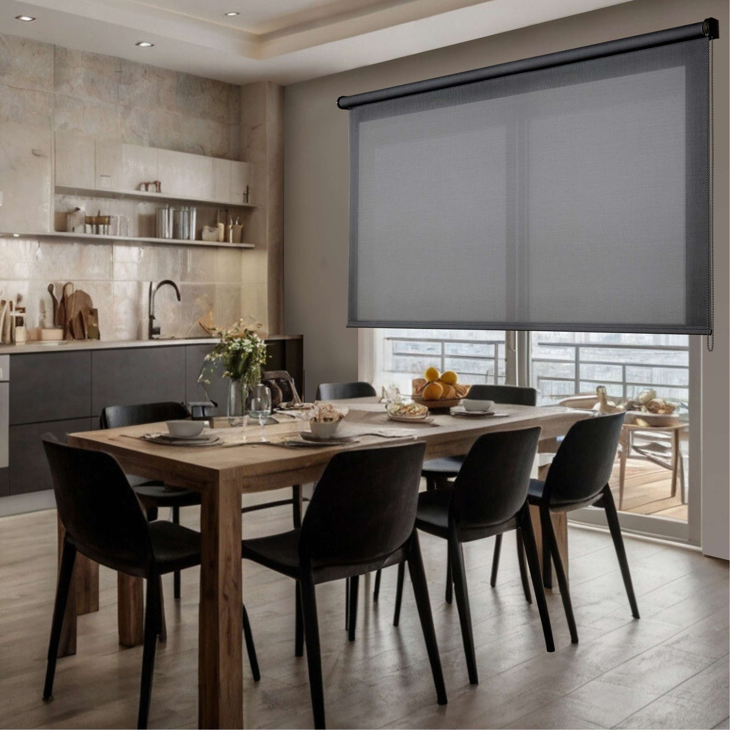 Roleta screen premium, z tkaniną techniczną wysokiej jakości i aluminiowym wykończeniem, rura 38 mm ø, ciemnoszary 45 x 180 cm