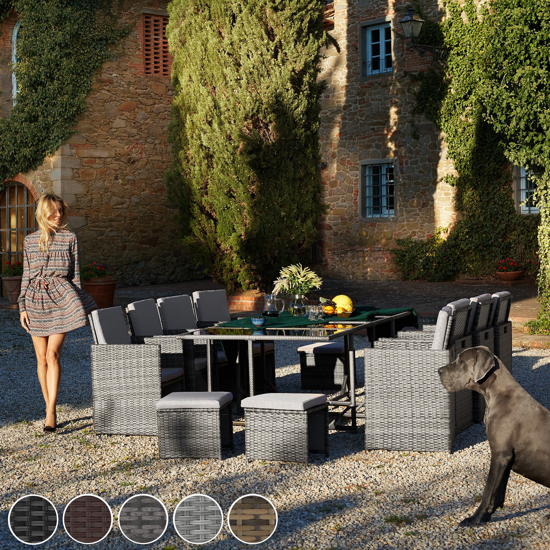 Tavolino Tectake Arredo Giardino Tectake Set Giardino Richiudibile