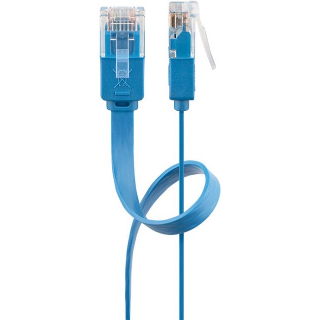 Câble rj45 cat6 1m non blindé plat bleu GOOBAY | Leroy Merlin