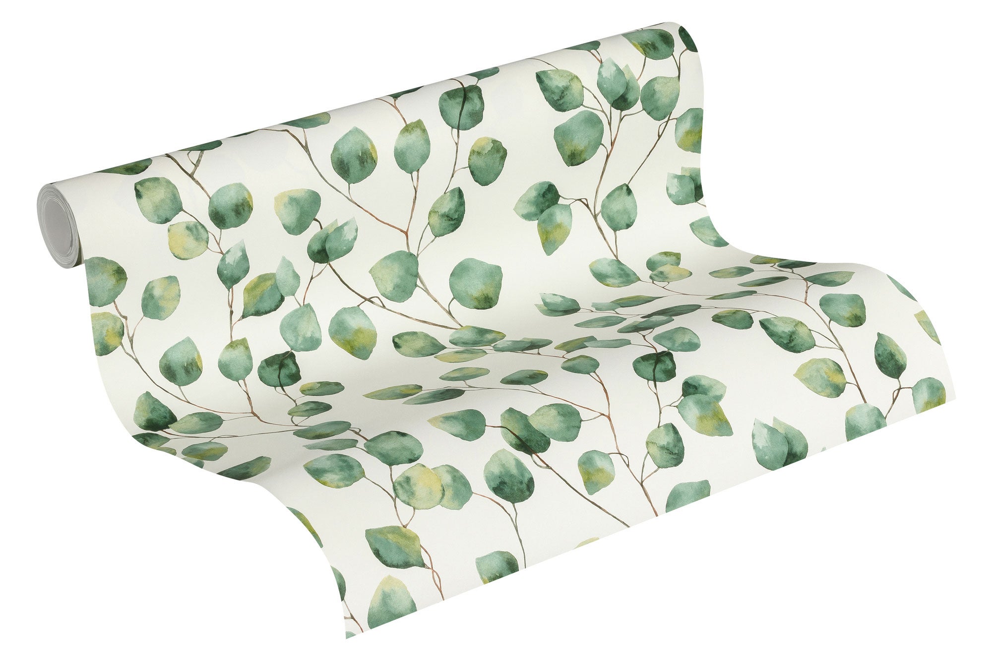 Papel pintado hojas y ramas verdes sobre fondo beige Papel pintado decorativo estilo naturaleza Papel pintado vinílico con relieve - 4