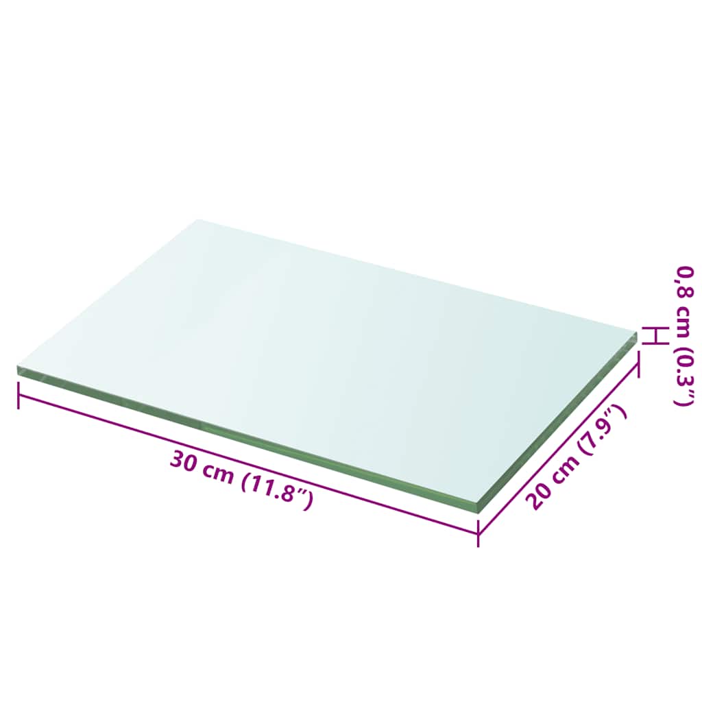 vidaXL Panneau pour étagère Verre transparent 30 x 20 cm - 3