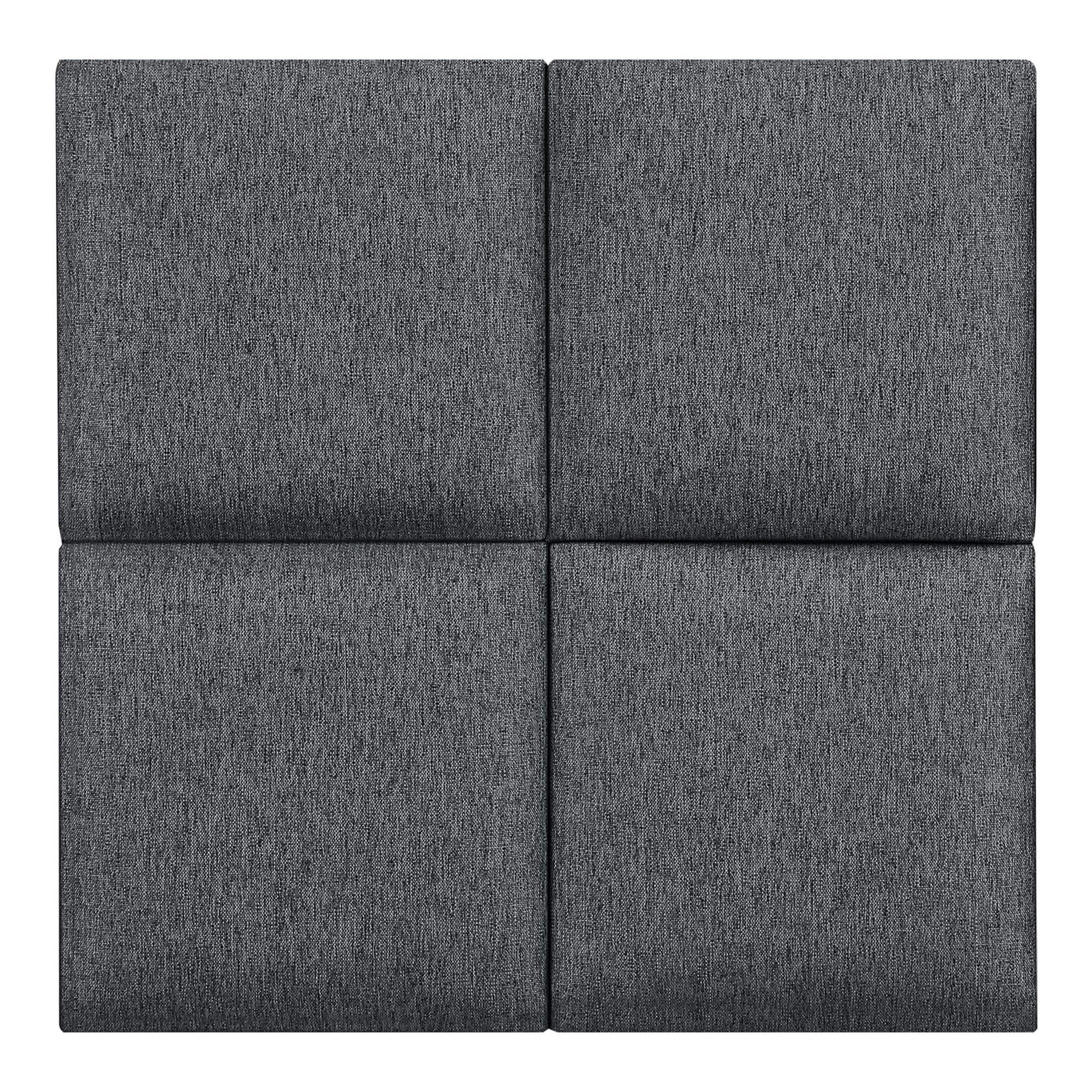 Conjunto de 4 painéis de parede acolchoados Carpino têxtil 30x30cm - Cinzento escuro [neu.haus] - 2