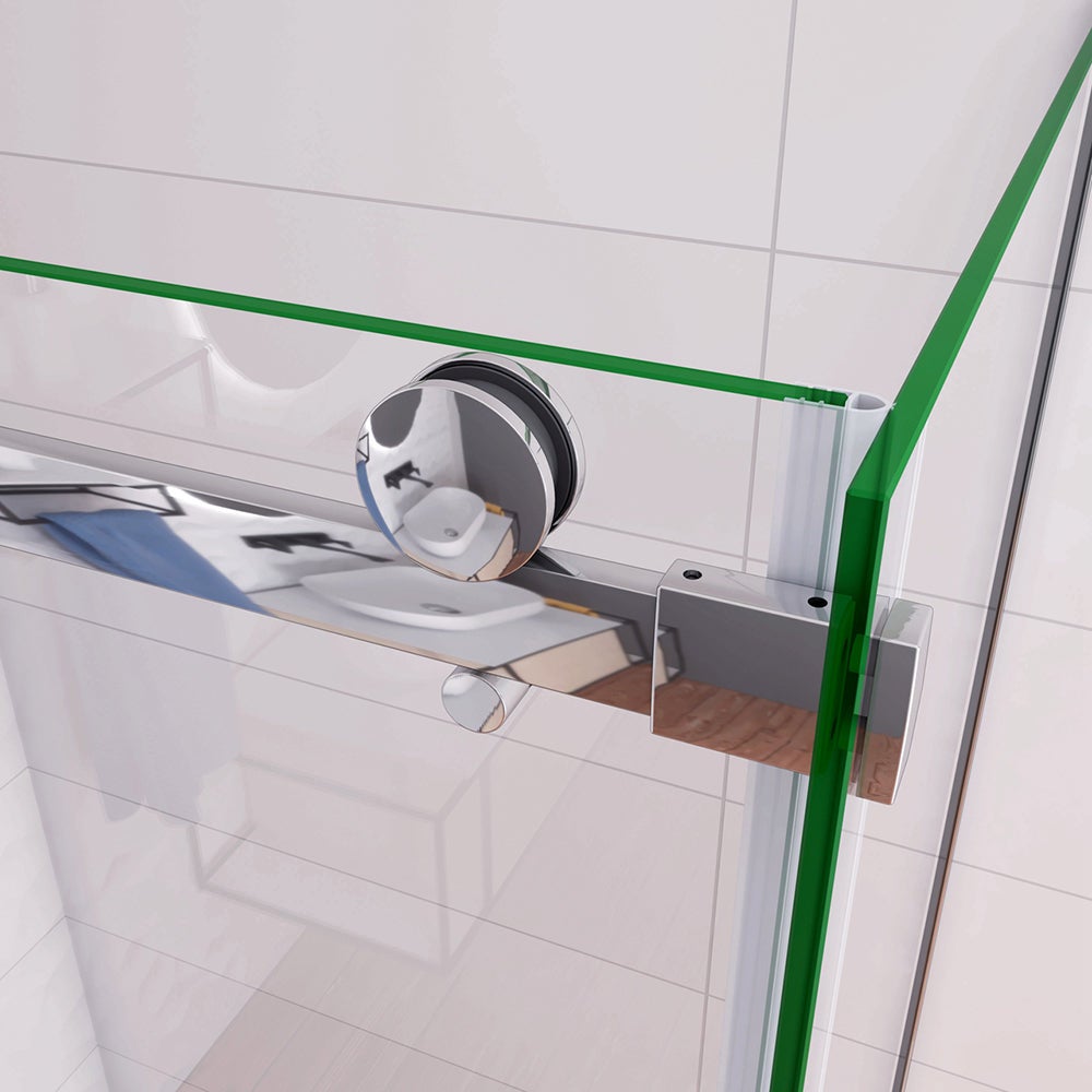 195 cm Box Doccia Angolare Porta Scorrevole 120 cm con Parete Fissa 70 cm in Vetro da 6 mm Temperato Trasparente Cromo Lucido - 5