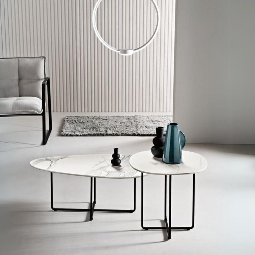 Table basse en métal blanc 50x50 cm 47h - 2