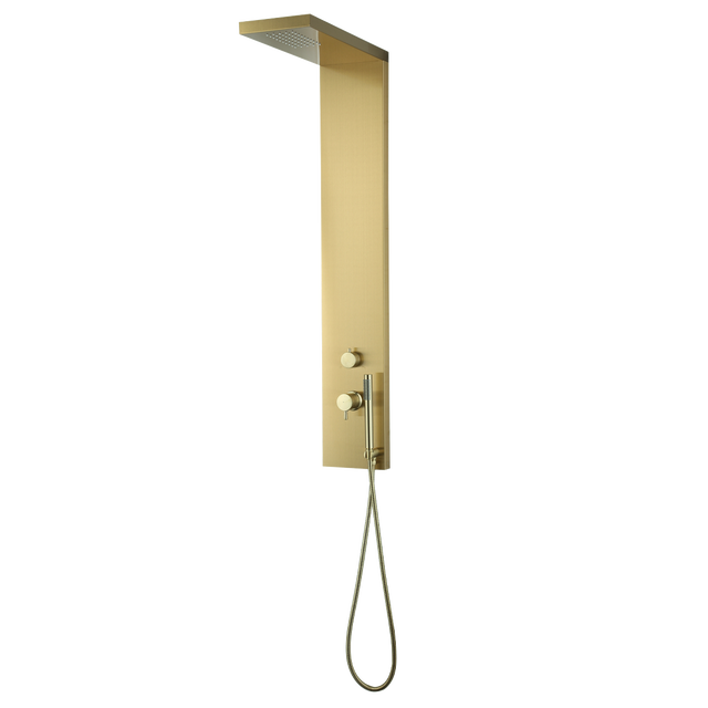 Panneau de douche mitigeur mécanique ESSEBAGNO Essekadra - or brossé