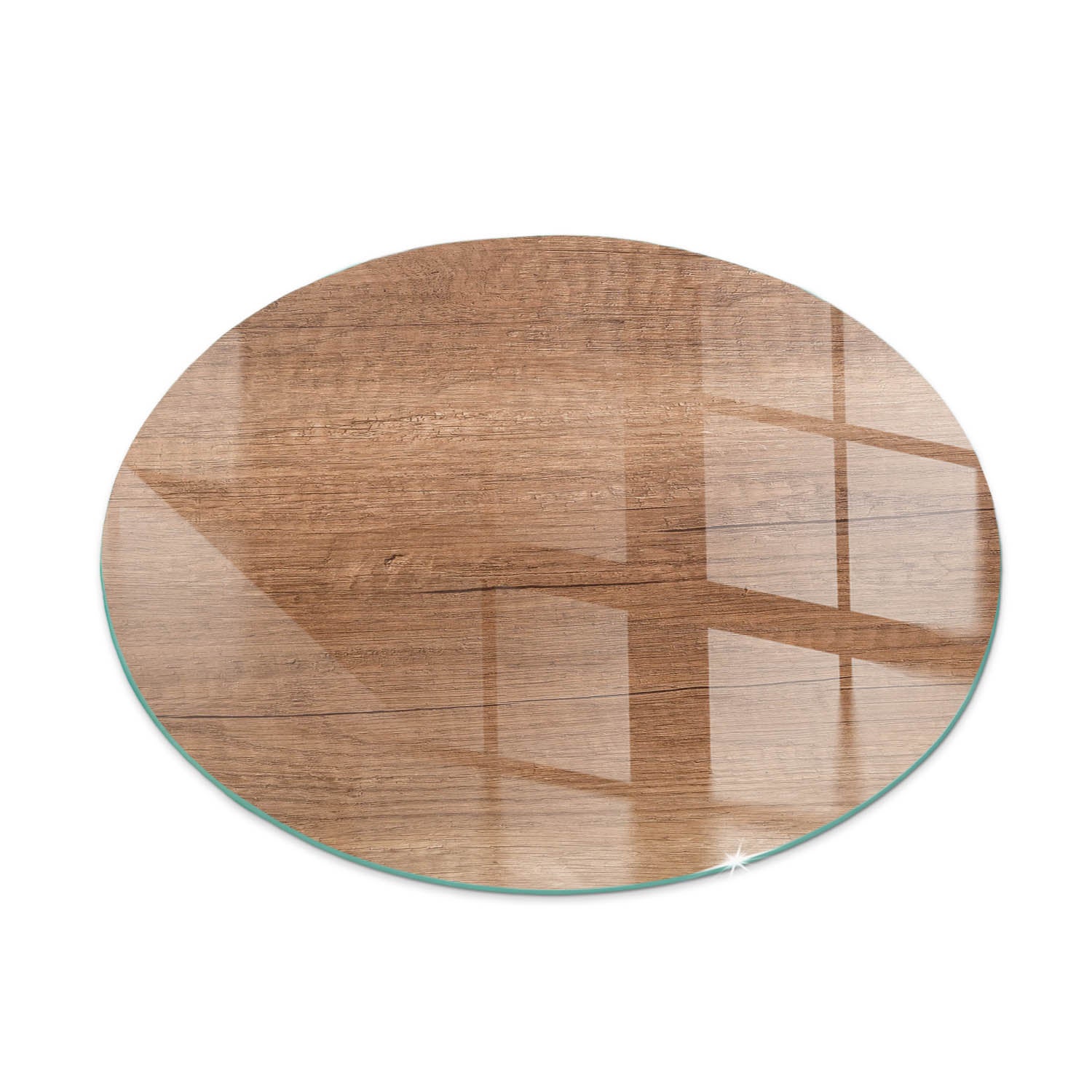 Szklana podkładka pod kominek ze szkła hartowanego - fi 80 cm - Naturalny wzór drewna - TULUP